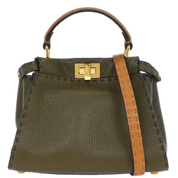 Fendi Brown Leather Peekaboo 2way Handbag 8BN244-E1C-208-10429 186770 - Picture 1 of 10